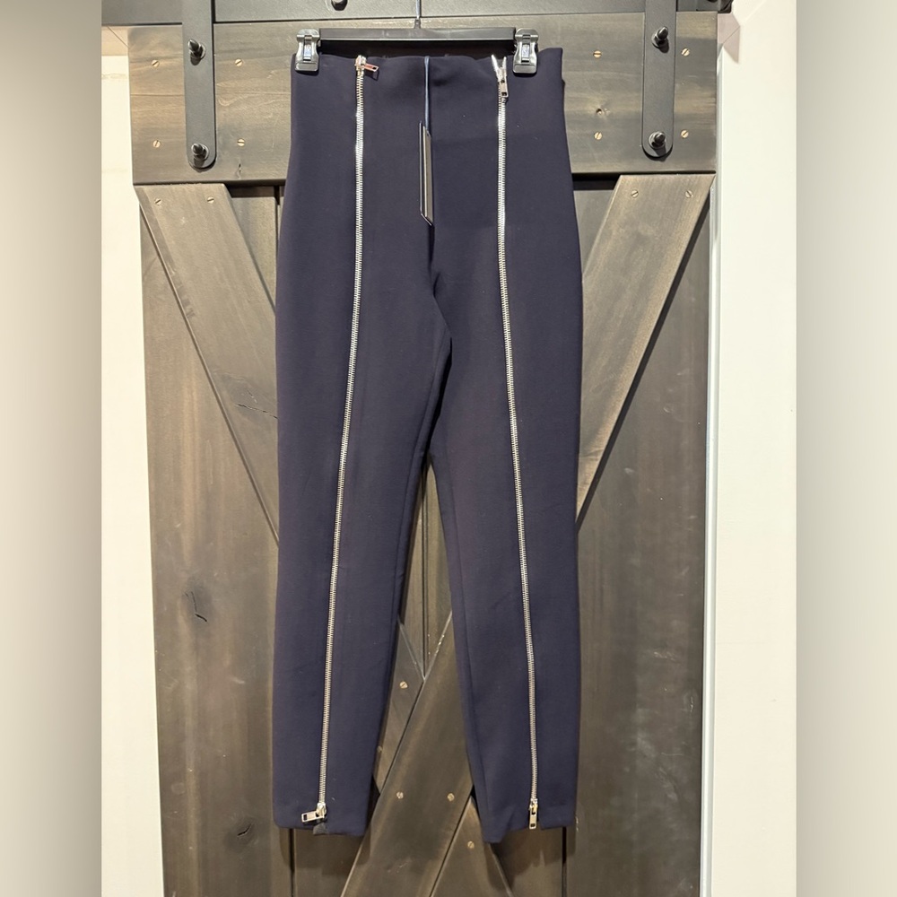 Zara Navy Leggings with Zipper Detail